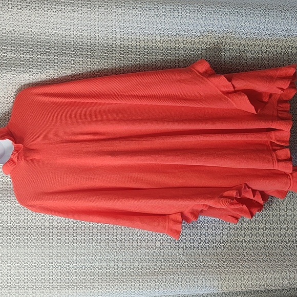 Coral Ruffled Women's Sweater - Picture 5 of 12